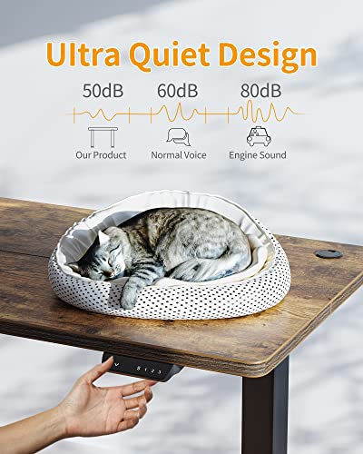 CubiCubi Electric Standing Desk, 63 x 24 Inches Height Adjustable Sit Stand Desk, Ergonomic Home Office Computer Workstation, RusticBrown CubiCubi