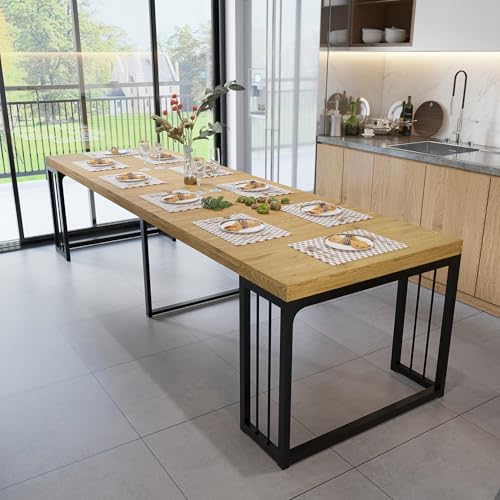 Lasageldar 118" Extendable Dining Table for 2-10 People, Modern Space-Saving Wood Dinner Table for Kitchen Dining Living Room Outdoor Patio (Wild Oak) Lasadelgar