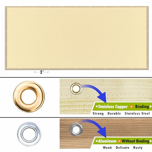 ColourTree 8' x 20' Beige Pergola Sun Shade Canopy Replacement Cover UPF50, Commercial Grade 260 GSM Cloth for Outdoor Patio, Garden, Deck, Backyard (We Make Custom Size) ColourTree