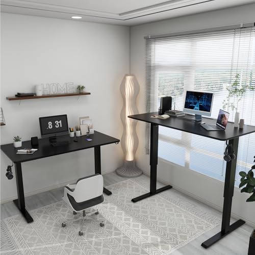 Whole Piece Manual Standing Desk Adjustable Height with Lockable Casters- Hand Crank Stand up Desk with Wheels, Mobile Sit to Stand Workstation with Handle iWkstation