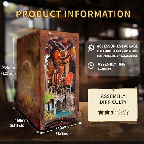 Strucwood Book Nook Kit with LED Light - 3D Wooden Puzzles Book Nook for Book Shelf Decor - DIY Dollhouse Kit - Book Nook Decor with Dust Cover - Magic Book Nook (SQ-05)