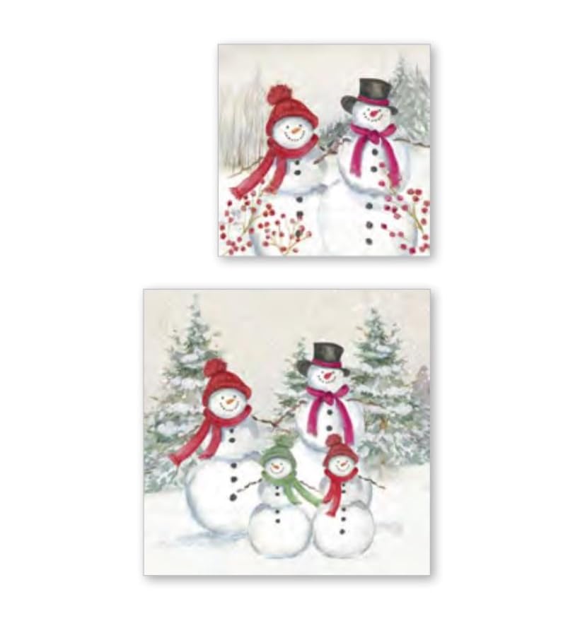 IHR Ideal Home Range Cocktail Napkins Disposable 3-Ply Paper Party Napkin Pack, 5" x 5", Snowmen Family, 20-Count IHR Ideal Home Range