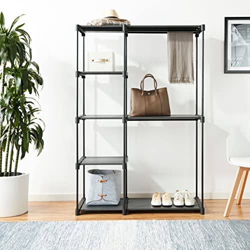 SONGMICS Portable Closet, Freestanding Closet Organizer, Clothes Rack with Shelves, Hanging Rods, Storage Organizer, for Cloakroom, Bedroom, 44.1 x 16.9 x 65 Inches, Black URYG24BK SONGMICS