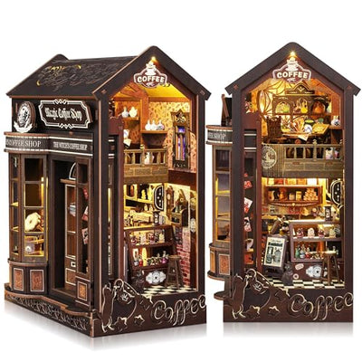 SUNNINO Book Nook Kit - DIY Miniature Doll House Kit Doll House 3D Wooden Puzzles with LED Lights, Book Nook Kits for Adults and Teens Best Gifts for Family Friends
