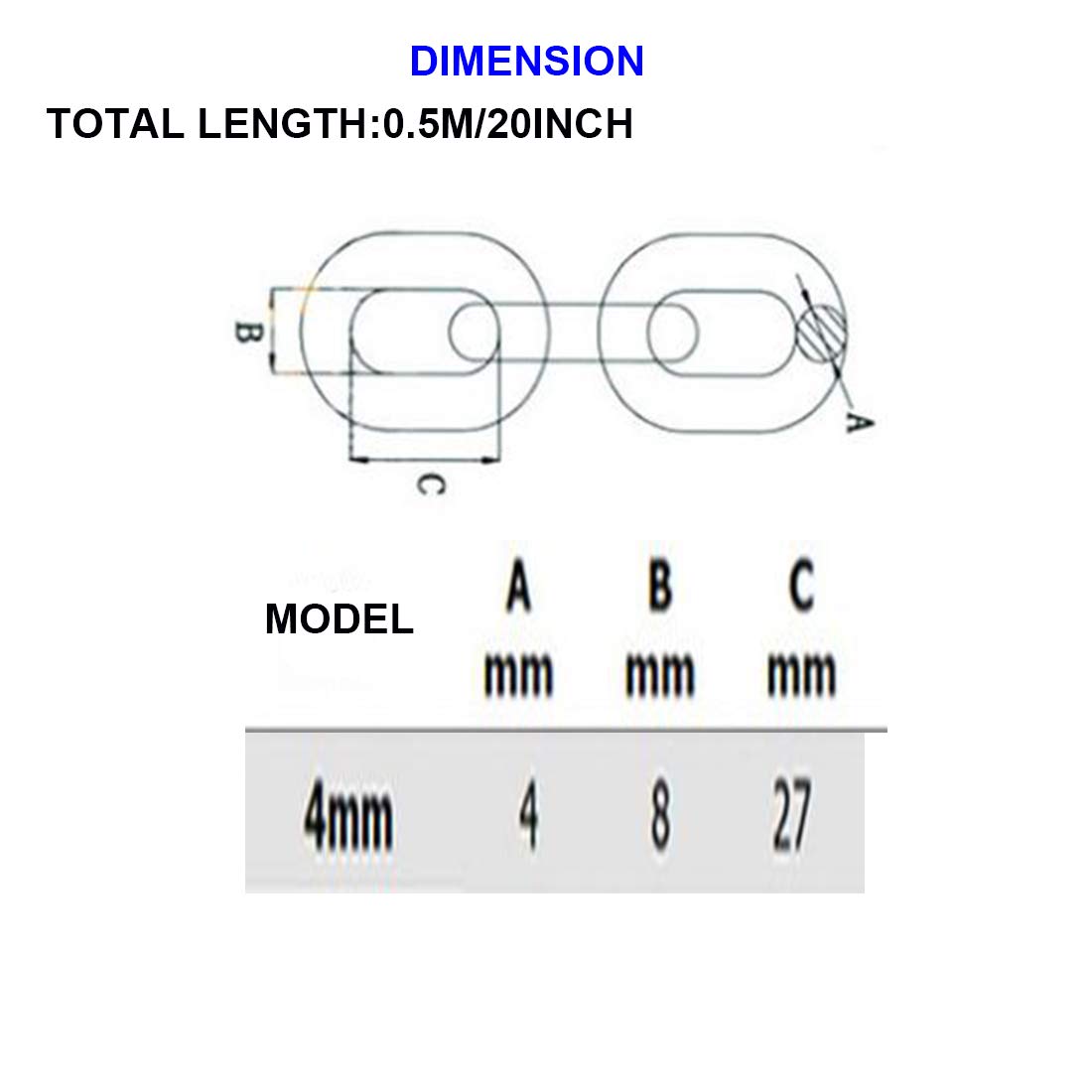 1 PCS Heavy Duty Stainless Steel Chain 550LB Capacity for Punching Bags Hanging Chair Hammocks Swing Trapeze Yoga (20, 4MM) MIKMAYTOO
