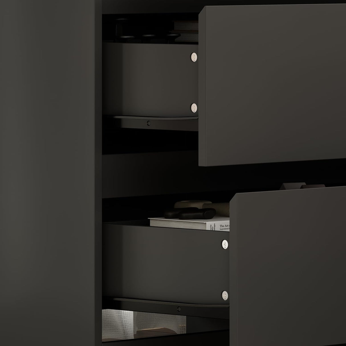 TAMUNE L-Shaped Dressing Table with 6 Drawers, Extendable Vanity Desk and Dresser Combo, Wood Vanity Dresser Makeup Desk, Wide Desktop for Bedroom Dressing Room Black (51.2”W x 47.2”D x 32.7”H) TAMUNE