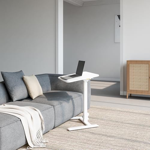 alawooder 25 Inch Mobile Folding Desk - No Assembly Pneumatic Sit-Stand Desk, 29-42" Height Adjustable Rolling Laptop Desk with Hidden Wheels, 0-90° Tilt Top for Home Office, Craft & Study alawooder