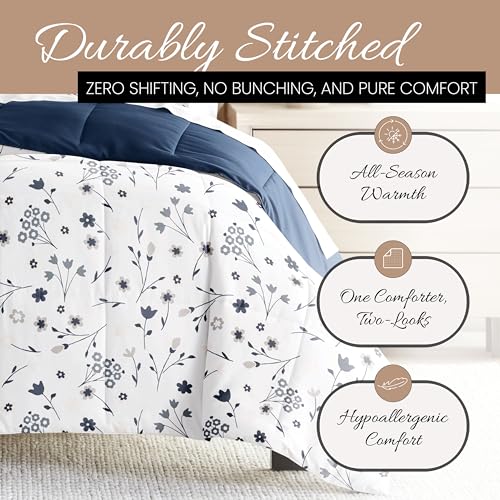 Linen Market Reversible Twin/Twin XL Comforter Set (2 Piece) - Bring Luxury Home with Our Soft and Lightweight Down Alternative Comforter Twin Size - This Includes Your Comforter and 1 Pillow Sham Linen Market