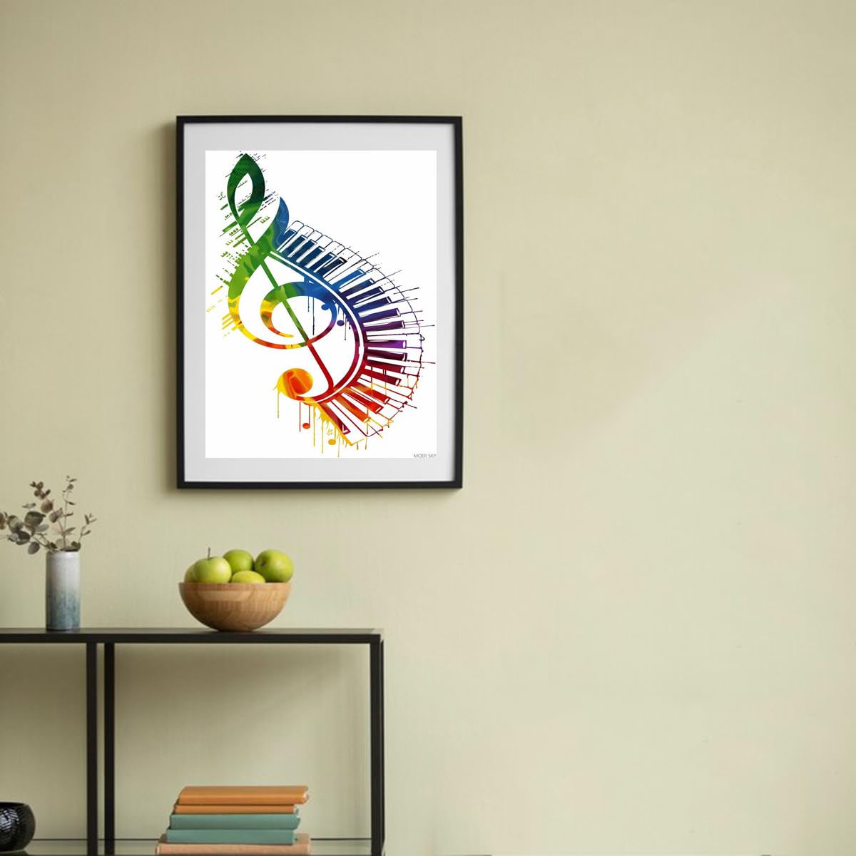 MOER SKY 5D Diamond Painting Kits for Adults The Music Note with Piano Keys in Rainbow Colors Diamond Art Kits DIY Full Round Drill Musical Note with Diamonds Gem Art Help Relieve Stress 12x16 inch MOER SKY