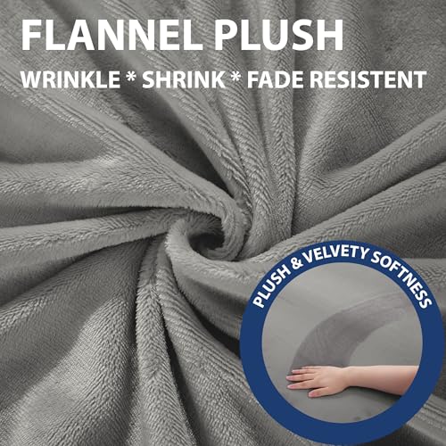 Cathay Home Full Plush Fur Fitted Sheet - Ultra Soft & Thick Plush Fur - All Season Cozy Warmth - 12" Deep Pocket Fitted Sheet Only (Full, Grey) Cathay Home