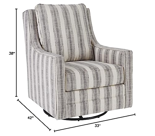 Signature Design by Ashley Kambria Striped Upholstered Swivel Accent Glider Chair, Ivory & Black Signature Design by Ashley