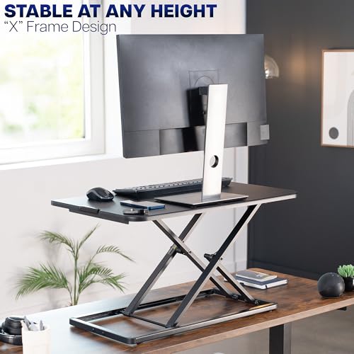 VIVO Economy Single Top Height Adjustable 29 inch Standing Desk Converter, Sit Stand Tabletop Monitor and Laptop Riser Platform Workstation, DESK-V000U VIVO