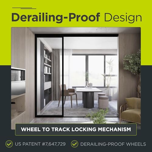 3-Panel Clear Glass Sliding Room Divider - Tempered Glass Wall Separator Screen for Office, Home, Workstation, Cubicle, Desk - Commercial & Residential Partition - 90" W x 80" H, Black Frame The Sliding Door Company
