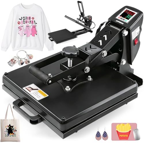 Whubefy Heat Press Machine 15x15 with Fully Slide Out Drawer, 1200W Heat Press Machine for T Shirts Printer, Heat up Fast&Even, Sublimation Shirt Press Machine for Mouse Pad, Pillow, Coaster, Puzzles Whubefy