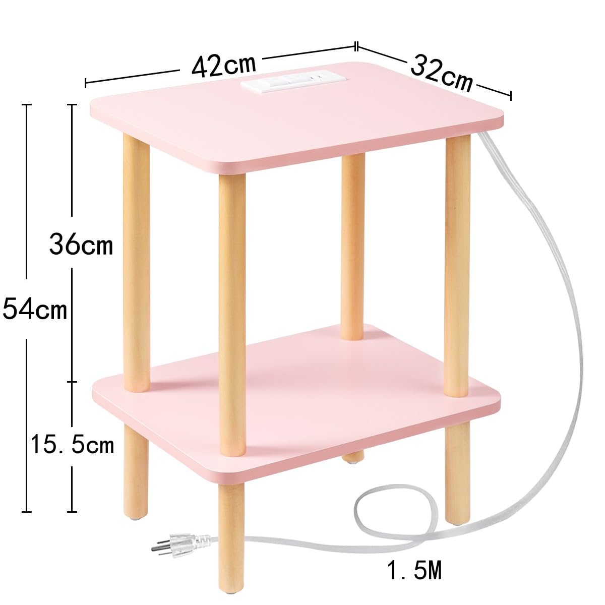 FORAOFUR Side Table with Charging Station, Small Side Table with 2 USB Ports and Outlets, Small End Tables for Small Spaces in Living Room, Bedroom & Nursery, 2 Tier Small Nightstand FORAOFUR