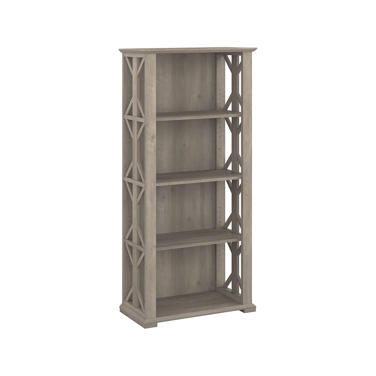 Bush Furniture Homestead 4 Shelf Farmhouse Bookcase in Driftwood Gray, Vertical Office Organizer, Home Shelving Unit for Books and Decor, Bookshelf Bush Furniture