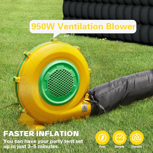 EROMMY 20x16.5x12 FT Large Black Inflatable Nightclub, Blow Up Party Tent Portable with 950W Blower, Disco Night Club Tent for Adult Birthday Party Business Rental EROMMY