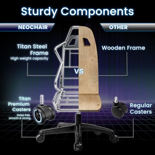 N-GEN GAMING Video Gaming Chair Office Computer Desk Use Ergonomic Reclining Backrest Adjustable Armrests Lumbar Support Footrest High Density Foam Breathable Fabric Heavy Duty Base (Black) N-GEN GAMING