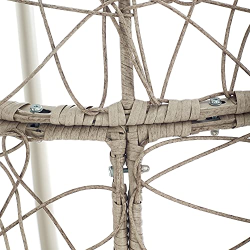 Crosley Furniture Cleo Wicker Indoor Outdoor Hanging Egg Chair with Stand for Patio, Porch, Deck, Light Brown with Sand Cushions Crosley Furniture