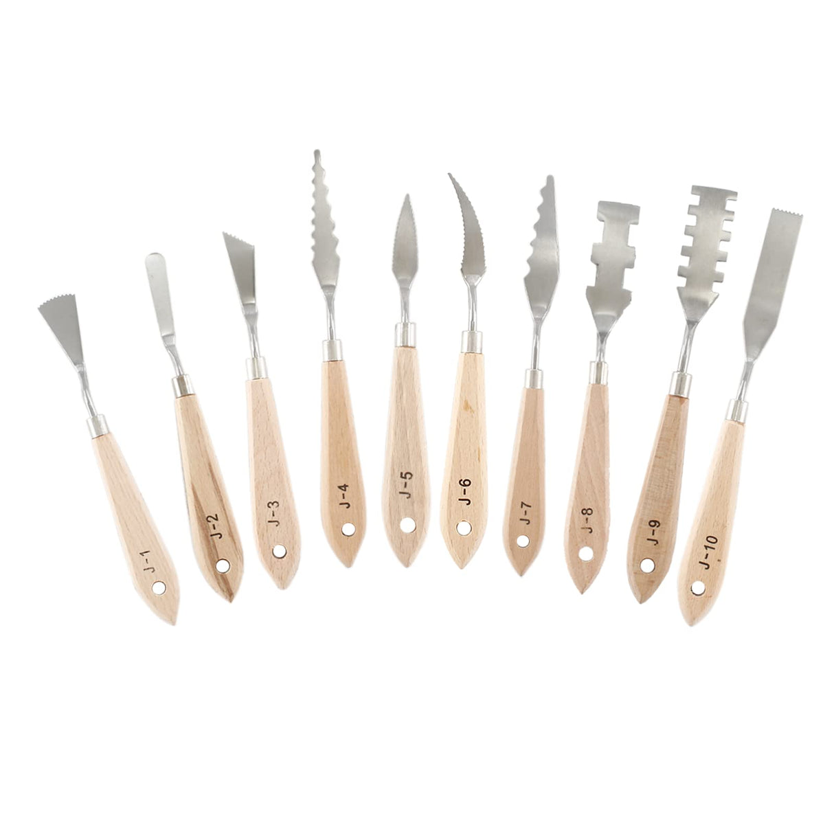 Suiwotin 10pcs Palette Knife Set, Stainless Steel Painting Knife Set, Wooden Handle Paint Spatula Painting Tools, Color Mixing Scraper Pallet Knife for Oil, Acrylic, Canvas Painting suiwotin