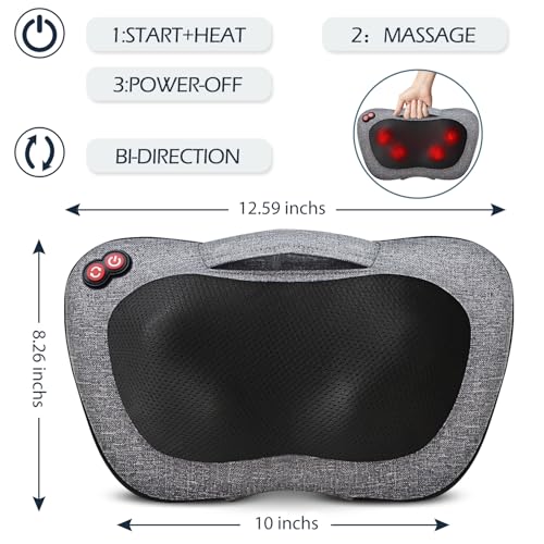 VIKTOR JURGEN Shiatsu Back Massager with Heat, Mothers Day Gifts for Mom, Dad, Women, Men, Deep Tissue Massage for Neck, Shoulder, Upper & Lower Back Pain Relief, Electric Kneading 3D Massage Pillow VIKTOR JURGEN