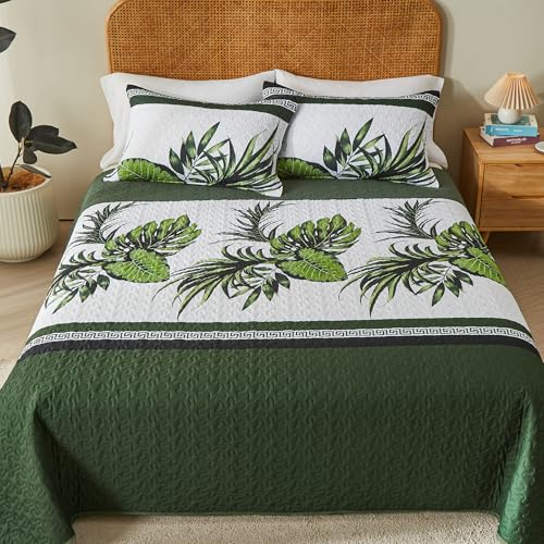 OARAGE Quilt Bedding Set, Olive Green King/Cal King Comforter Set, Bedding Comforter Sets, Soft Lightweight Bedspread, Ultrasonic Microfiber Bed Coverlet for All Season (1 Quilt,2 Sham) OARAGE