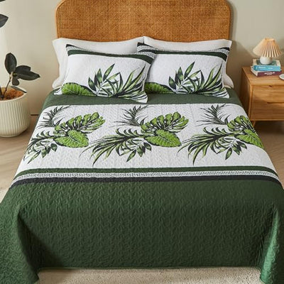 OARAGE Quilt Bedding Set, Olive Green King/Cal King Comforter Set, Bedding Comforter Sets, Soft Lightweight Bedspread, Ultrasonic Microfiber Bed Coverlet for All Season (1 Quilt,2 Sham)