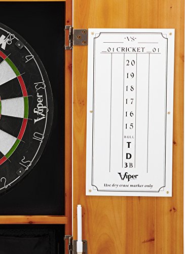 Viper Metropolitan Solid Wood Cabinet & Sisal/Bristle Dartboard Ready-to-Play Bundle: Premium Set (Razorback Dartboard and Darts), Oak Finish Viper by GLD Products