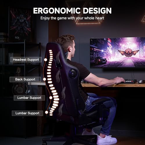 GTPLAYER Gaming Chair,Gamer Chair with Bluetooth and Adjustable Backrest,Seat Height Adjustable Computer Chairs with 3D Armrests,Video Game Chair with Footrest Speakers (Black) GTPLAYER