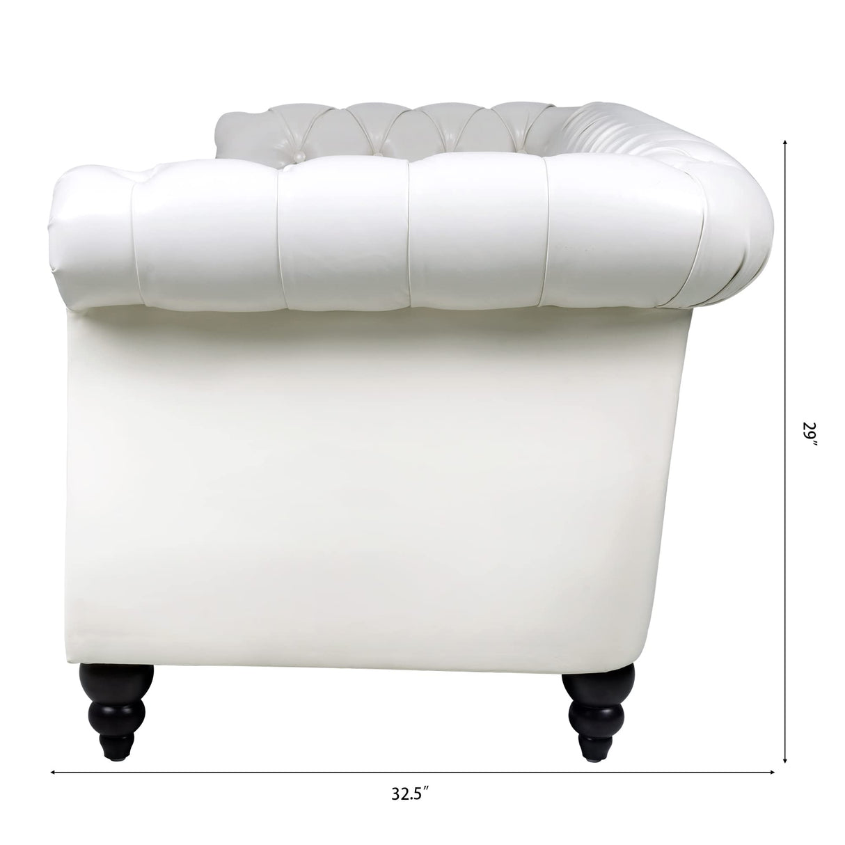 LEVNARY Chesterfield Sofa, Classic Tufted Upholstered Leather Couch, Modern 3 Seater Couch Furniture with Tufted Back for Living Room Office (Cream White) LEVNARY