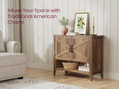 VASAGLE LIRY Collection - Shoe Cabinet, 3-Tier Storage Organizer, Shoe Shelf, Farmhouse Freestanding Cabinet, Height-Adjustable Shelf, 13.8 x 31.5 x 27.6 Inches, Honey Brown ULBC038B01 VASAGLE