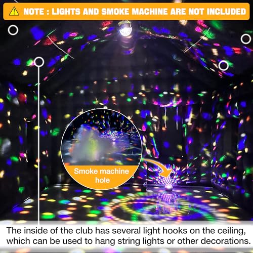 Small Black Inflatable Night Club 16.4x13x11.5Ft Disco Cube Gazebo Event House with Logo Area Portable Inflatable Party Tent for Birthday, School Events, Backyard Party, Rental Business OZIS