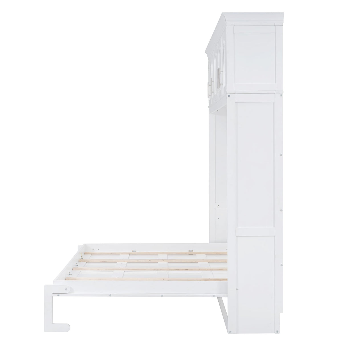 Harper & Bright Designs Full Size Murphy Bed with Top Cabinets,Cabinet Full Bed with Storage,Wooden Foldable Wall Bed Frame for Home Office Studio, White Harper & Bright Designs