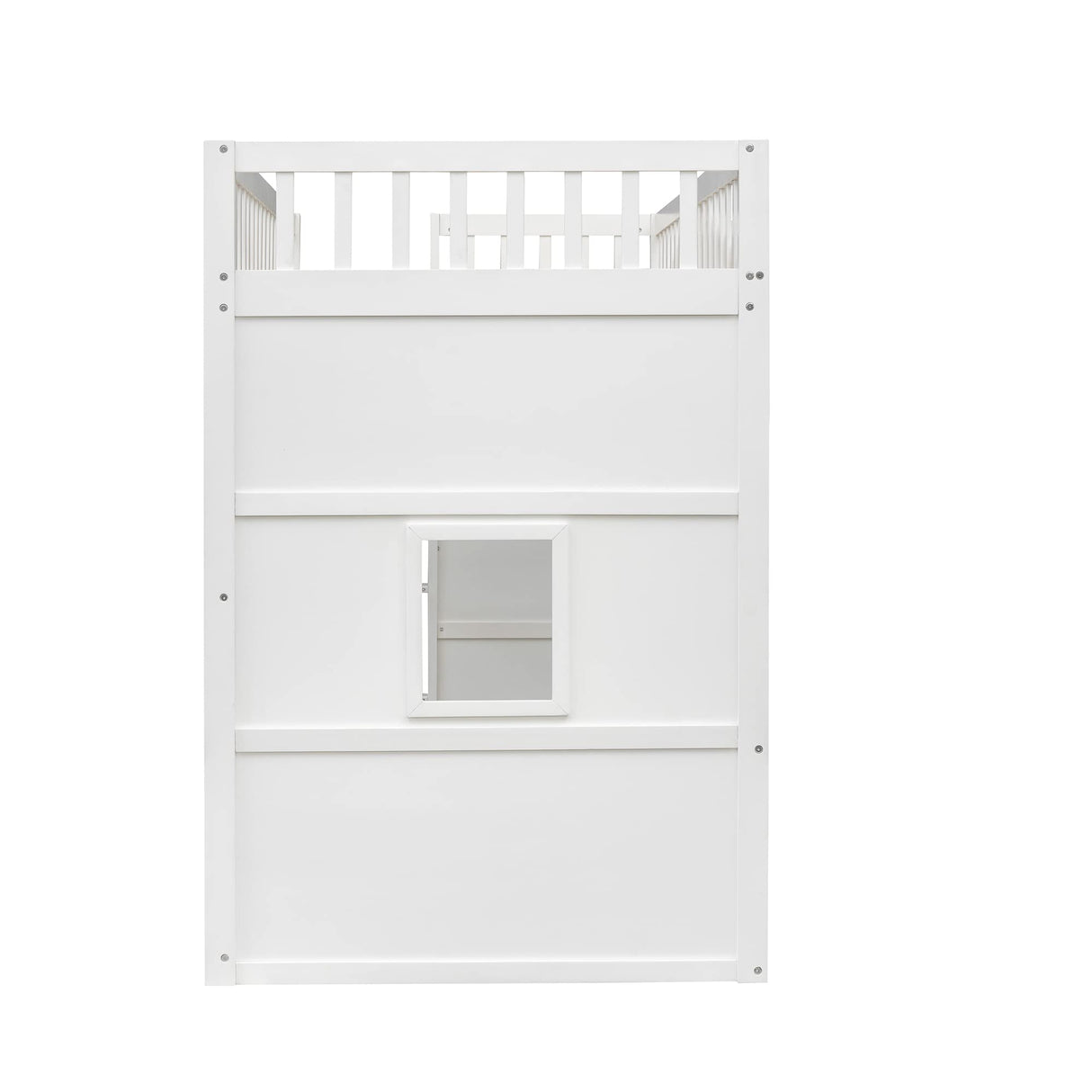 Merax Twin Size White Wood Loft Bed with Ladder and Safety Guardrails for Kids Merax