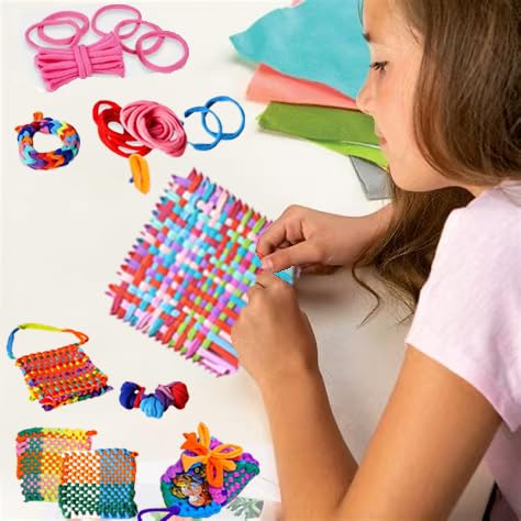Weaving Loom Kit for Beginners Adults and Kids, DIY Arts and Crafts Gifts for Girls Ages 5 6 7 8-12 13 Potholder Loom Knitting kit for Beginners, Create 6+ Potholders & Crafts with 192 Rainbow Loops Kaaper