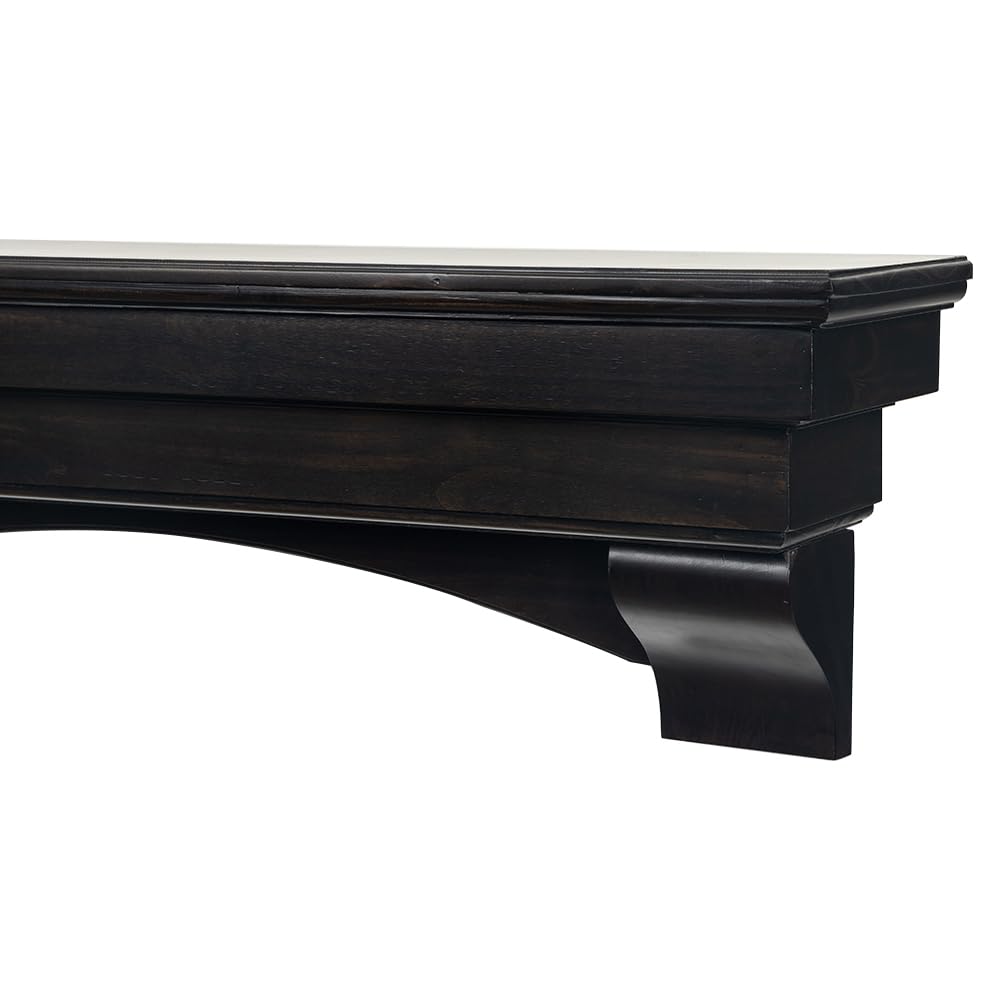 MANTELSDIRECT Mantels Direct Salem Wood Mantel Shelf with Arched Corbels - Espresso 48 Inch | Wooden Rustic Wall Mounted Shelf from Pine Wood - Perfect for Fireplaces, TVs & Décor MANTELSDIRECT