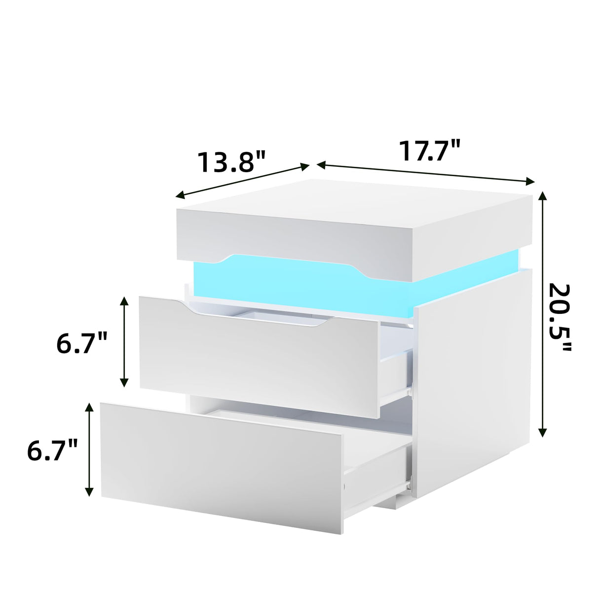 Flamaker LED Nightstand with Charging Station, End Table with 2 Drawer Storage Cabinet, Bedside Table with Sliding Top for Bedroom and Living Room (White) Flamaker