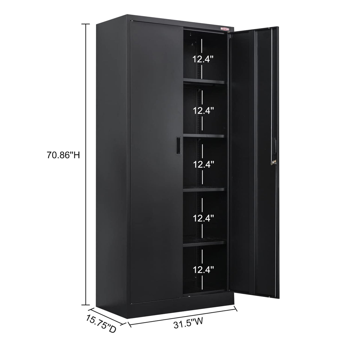 BESFUR Metal Storage Cabinet 71-inch Tall, Large Garage Locker with Adjustable Shelves & Locking Doors, Steel File Cabinet for Office, Pantry, Home (Black) BESFUR