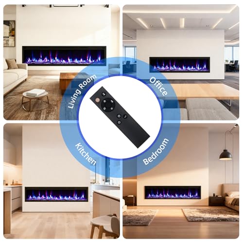 GARVEE Electric Fireplace 60 Inch, Wall Mounted Electric Fireplace, Remote Control with Timer,Touch Screen,Adjustable Flame Color and Speed,750W/1500W (Remote, 50 in) Garvee