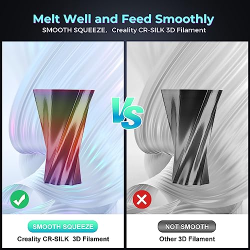 Creality Rainbow Silk PLA 3D Printer Filament 1.75mm, Gradient Multicolor, High Smoothness & Toughness, +/-0.02mm, 3D Printing Filament 1KG/2.2lb (Rainbow) Creality