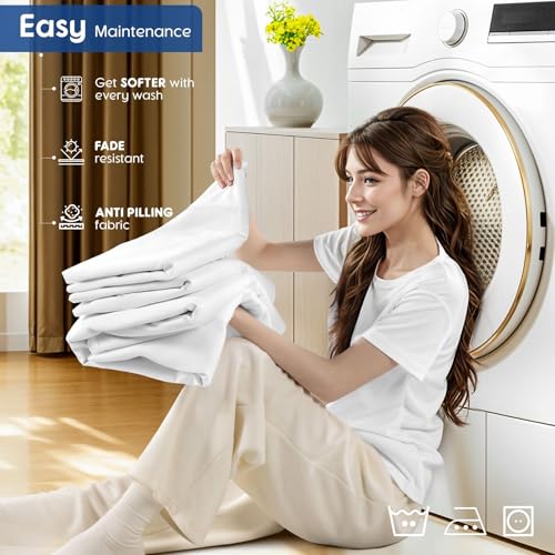 SONORO KATE 100% Egyptian Cotton Duvet Cover Queen Size, 1000 Thread Count Sateen Duvet Cover, Soft, Breathable Cotton Comforter Cover with Hidden Zipper Closure - 3 PC (White,Queen) SONORO KATE
