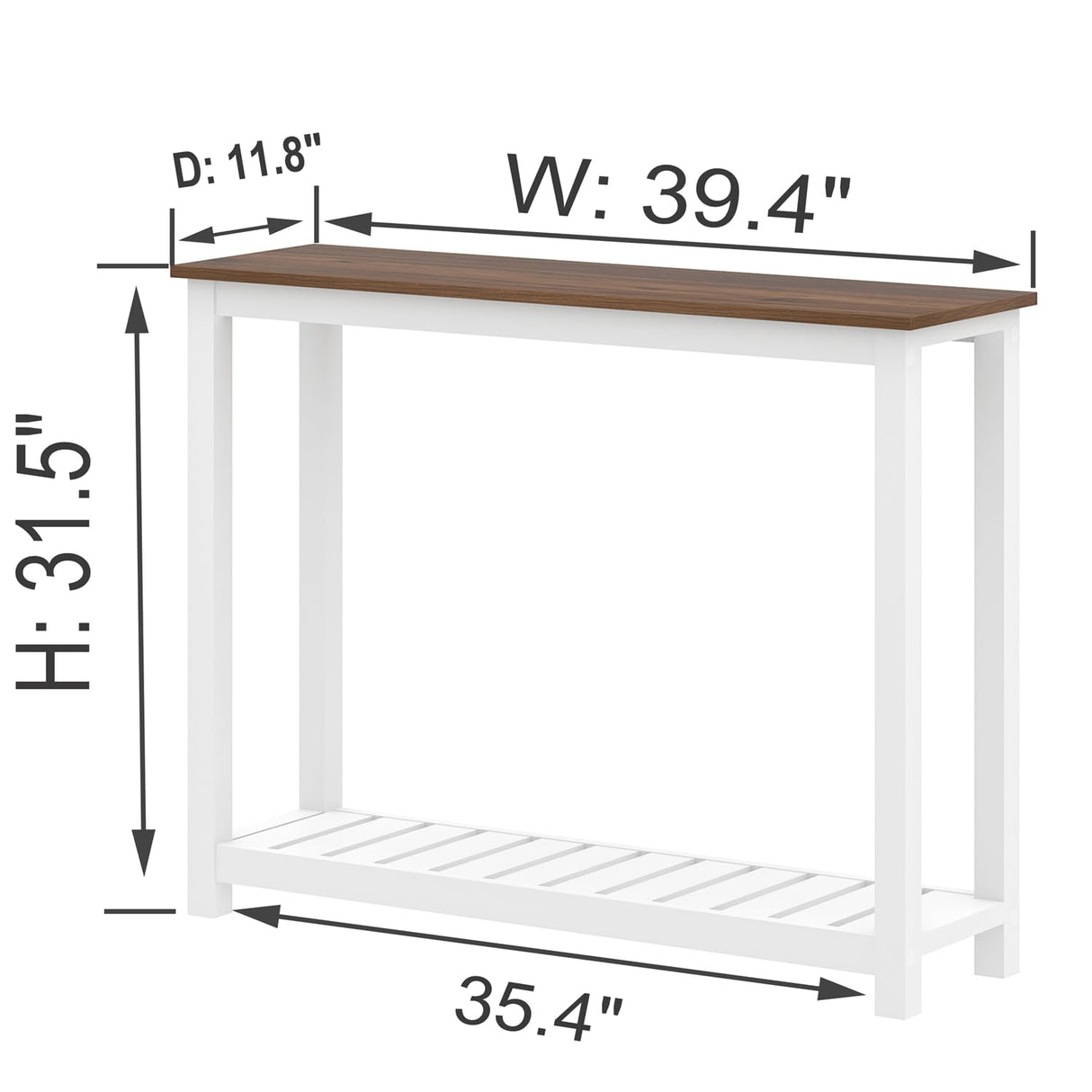 FOLUBAN Farmhouse Console Table for Entryway, Rustic Narrow Sofa Table for Living Room, Hallway, Entrance, 40 Inch, Vintage White & Walnut FOLUBAN