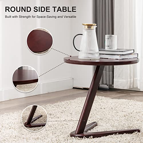 Okeysen Accent Chairs Set of 2 with Side Table, Mid Century Modern Accent Chair, Retro Wood and Fabric Armchairs Side, Lounge Reading Comfy Arm Chair for Living Room, Bedroom, Office Okeysen