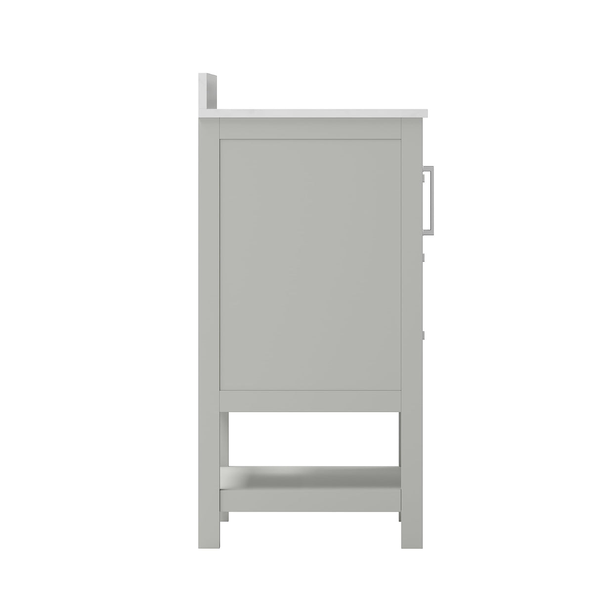 EMMA + OLIVER Vesta 42 Inch Bathroom Vanity, Single Sink Cabinet with 2 Soft Close Doors, Open Shelf and 3 Drawers, Carrara Marble Finish Countertop, Gray EMMA + OLIVER