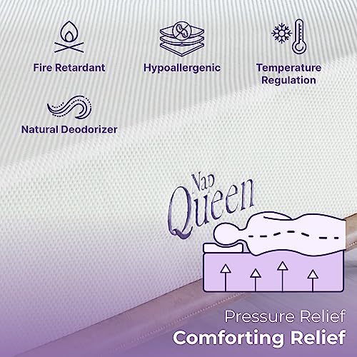 NapQueen 10 Inch Full Size Mattress, Bamboo Charcoal Memory Foam Mattress, Bed in a Box, White NapQueen