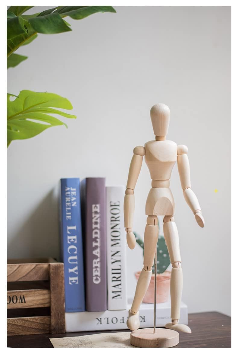 HSOMiD 12'' Artists Wooden Manikin Jointed Mannequin Perfect for Home Decoration/Drawing The Human Figure (A) HSOMiD