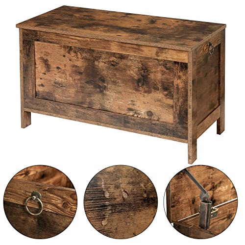 HOOBRO Toy Box, Retro Wooden Look Storage Chest with Safety Hinge, Entryway Storage Bench Supports 220 lb, 29.9 x 15.7 x 18.9 Inches Toy Chest Organizer, Easy Assembly (Rustic Brown) BF75CW01G1 HOOBRO
