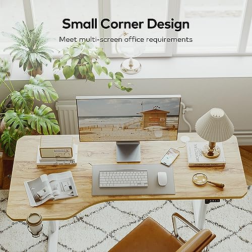 FAMISKY Electric Standing Desk, 63 x 24 Inches Height Adjustable Desk, Ergonomic Home Office Computer Workstation with Splice Board, Light Rustic Brown FAMISKY