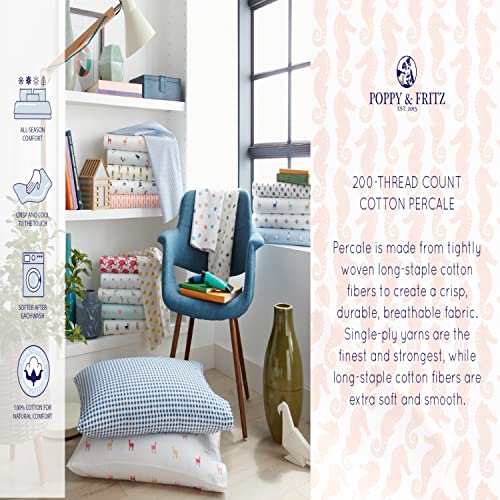 Poppy & Fritz - Full Sheets, Cotton Percale Bedding Set, Crisp & Cool, Ideal Bedding Set (Bumble Bees, Full) Poppy & Fritz