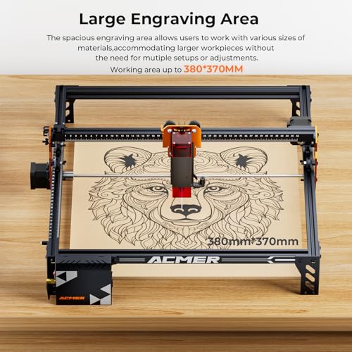 Laser Engraver Machine, P1 S Pro 10W(10000mW) Cutting Machine 380x370mm Large Area, WiFi Control, Engraves Wood Acrylic Leather Glass Metal for DIY, Crafts & for Small Business ACMER